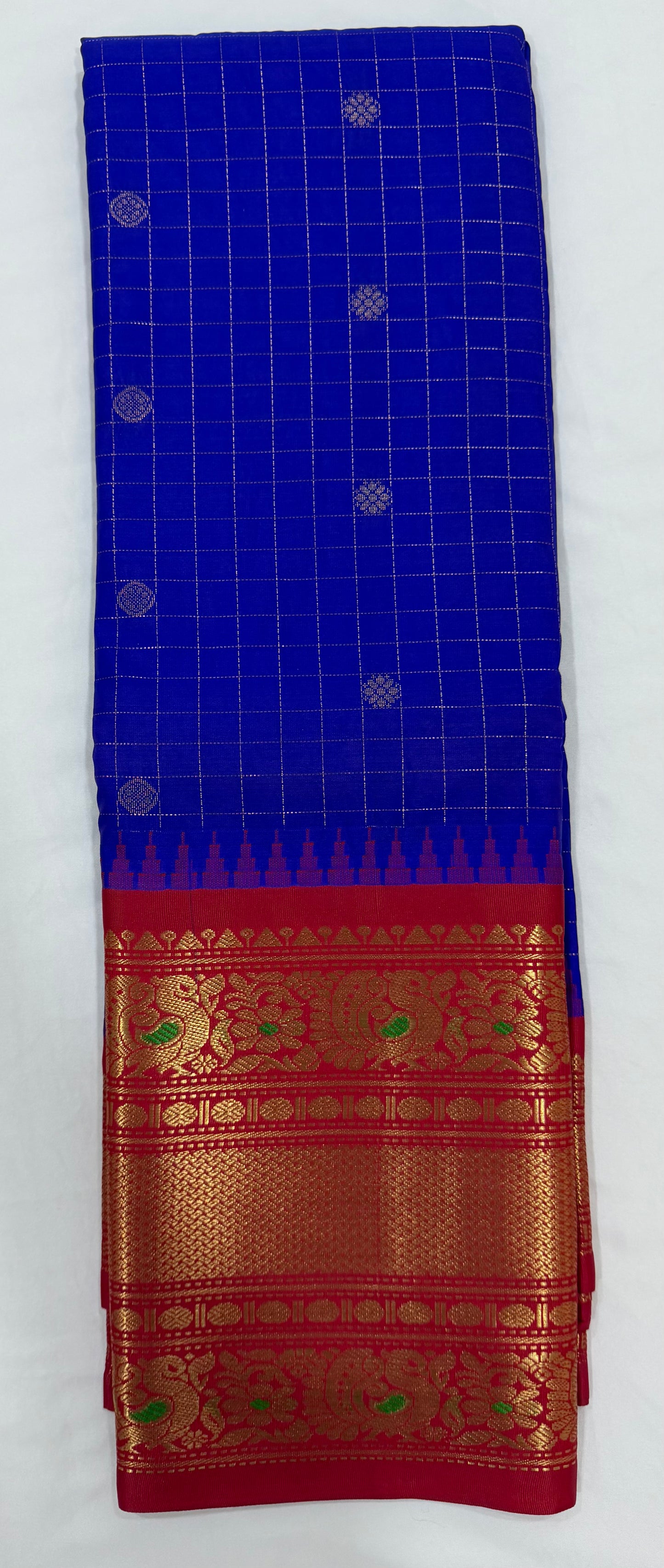 Royal Blue Semi Gadwal Saree with Big Border